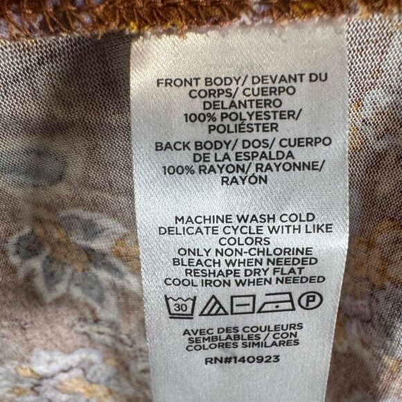 Loft burnt orange botanical floral mixed media top size medium NWT - Picture 5 of 6